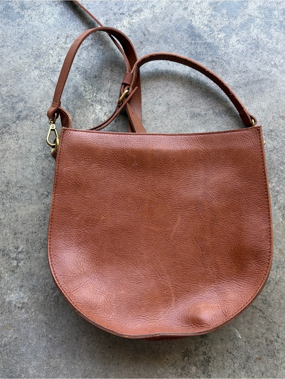 Madewell Transport Saddlebag Bag Nubuck Tan Crossbody - Picture 2 of 6